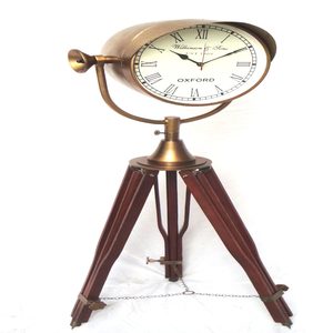 New Antique Wooden Tripod Clock Nautical Table Clock Home & Office Decor Gift 